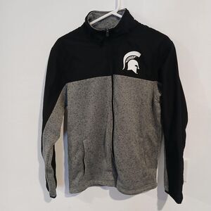 Michigan State Spartans Grey and Black Zip Up Jacket Size Large
